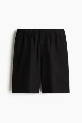 T-shirt et short de pyjama en lin mélangé - Noir — photo 2