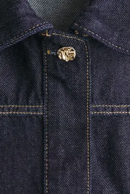 Chemise popover en denim - Bleu denim foncé — photo 4
