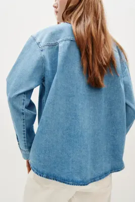 Chemise oversize en denim - Bleu denim — photo 3