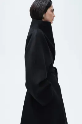 Manteau oversize en laine - Noir — photo 3