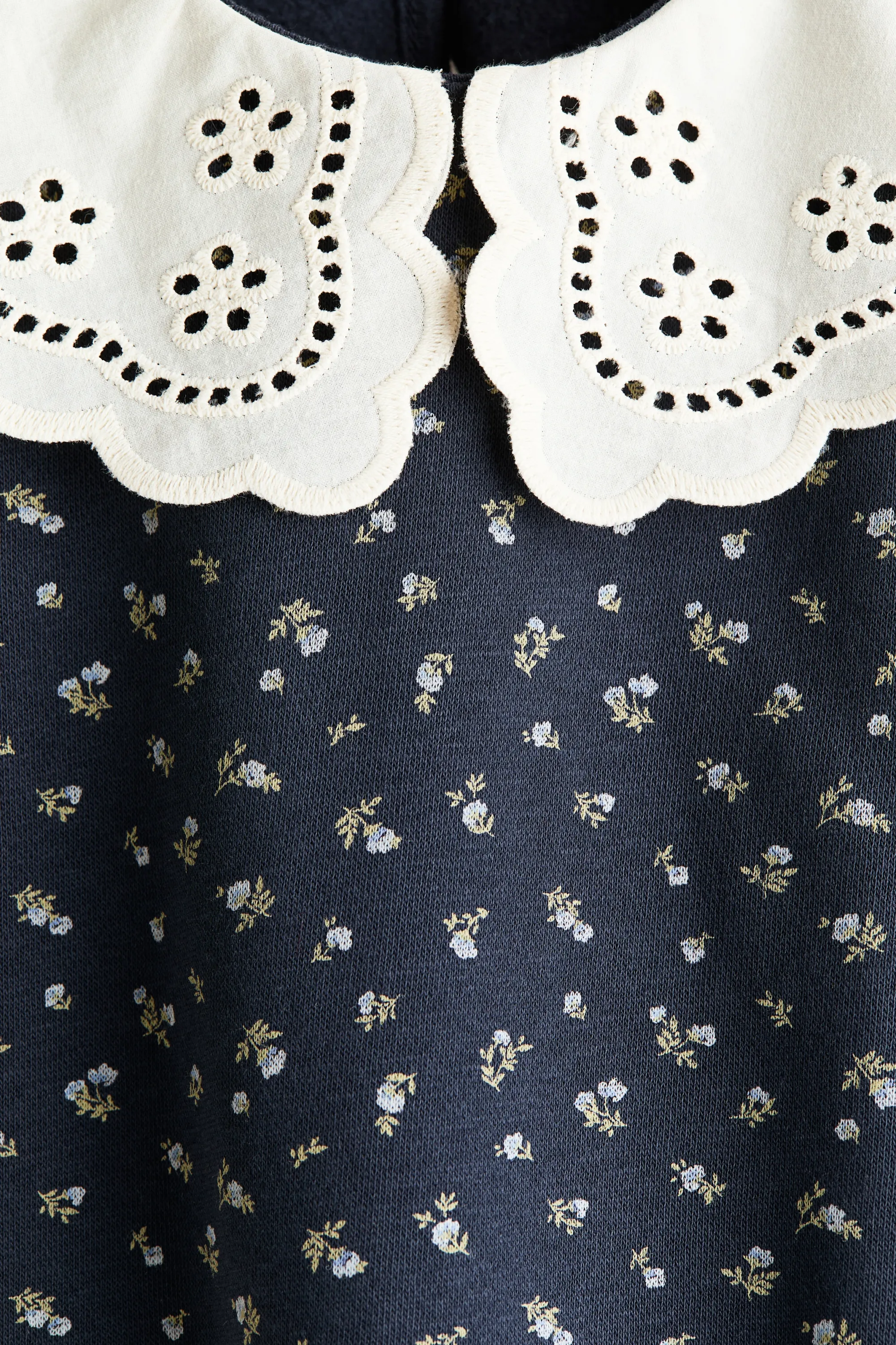Sweat loose avec col - Bleu marine/fleuri