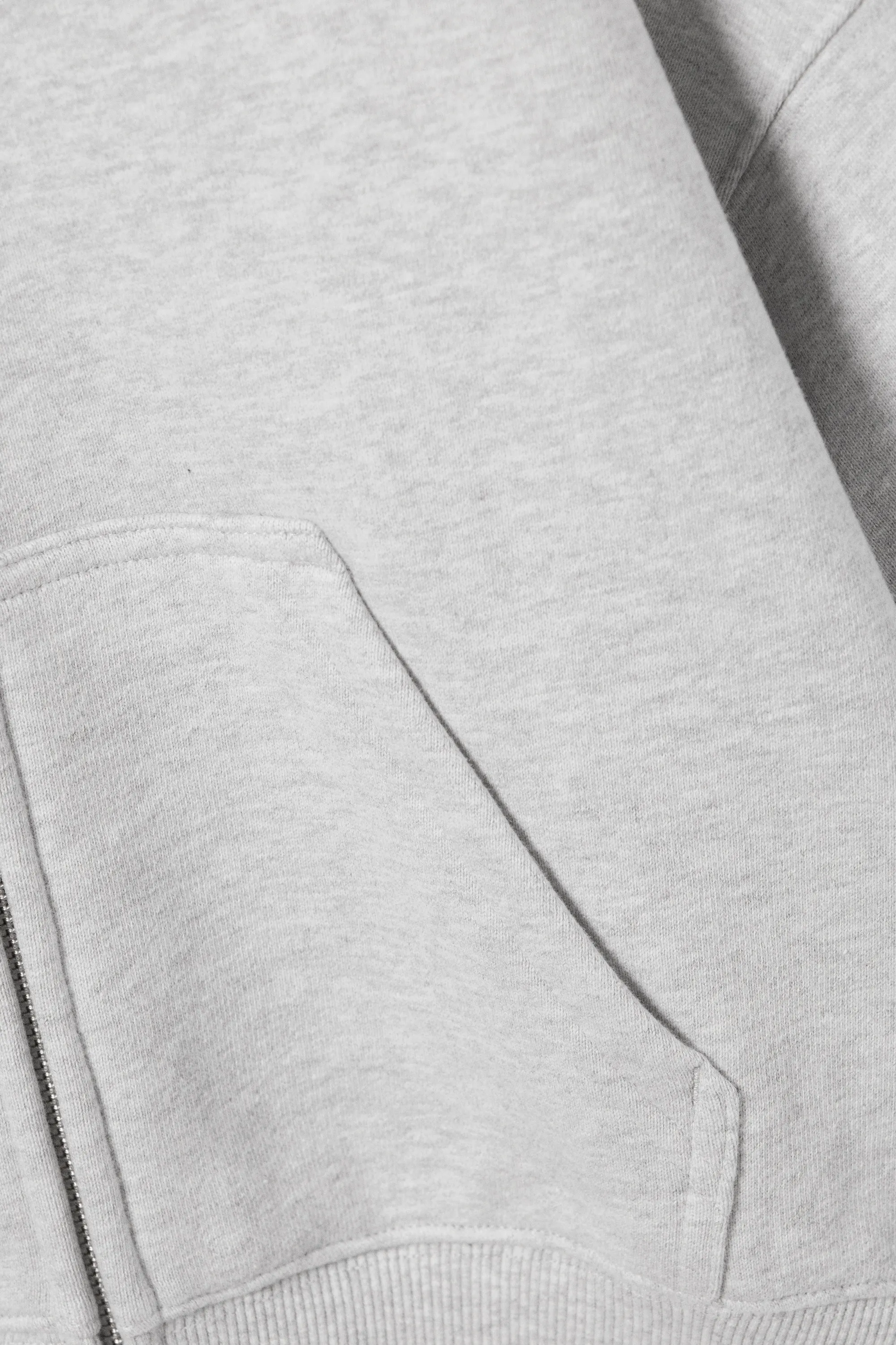 Sweat à capuche court et carré zippé - Gris chiné
