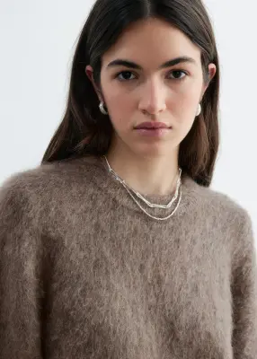T-shirt en maille de mohair mélangé - Taupe foncé — photo 3