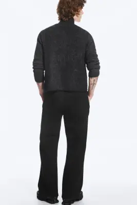 Pantalon en textile façon néoprène Loose Fit - Noir — photo 3