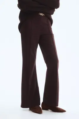 Pantalon bootcut en jersey romanite - Marron foncé — photo 3