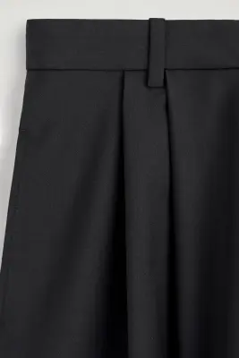 JUPE-CULOTTE À PLIS EN MÉLANGE DE LAINE - NOIR — photo 4