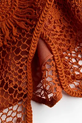 Robe façon crochet avec volants ruchés - Orange/tournesols — photo 4