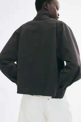 Veste oversize en twill - Marron foncé — photo 4