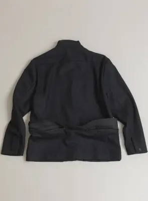 Jacket with Zipped Flap Pockets in Navy Blue Wool & Cashmere — photo 5