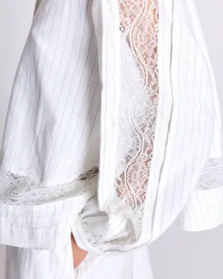Blouse Eloise rayures vert et écru — photo 3