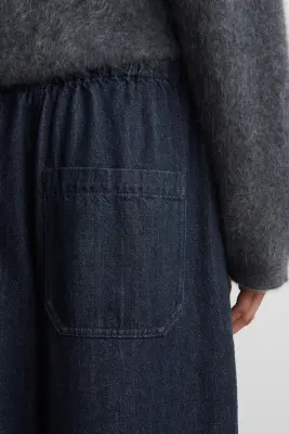 PANTACOURT LARGE EN DENIM - BLEU FONCÉ — photo 3