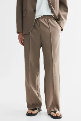 Pantalon Relaxed Fit - Marron clair/rayé — photo 1