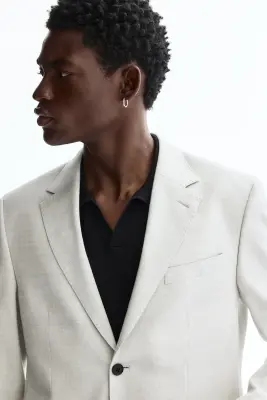 Veste Regular Fit en lin mélangé - Beige clair — photo 3