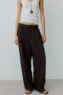 Pantalon chic à jambes larges - Marron foncé — photo 2