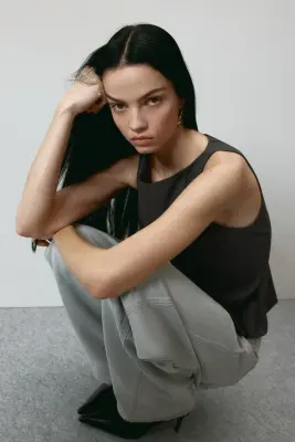 Top péplum chic - Gris foncé — photo 3