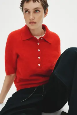 Polo en mohair mélangé - Rouge — photo 1