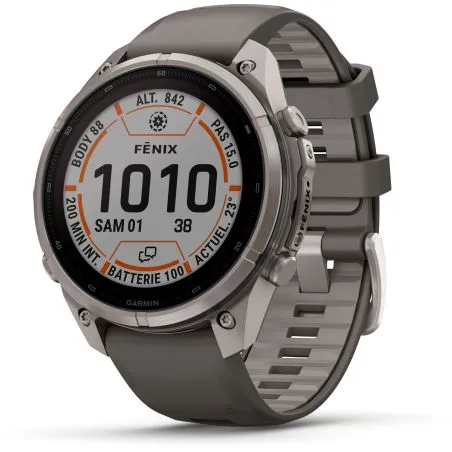 Garmin Fenix 9 Pro InReach SOLAR 47mm Sapphire Titane bracelet gris galet/gris cendré 010-04338-01