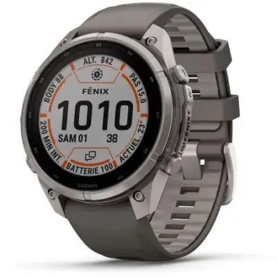 Garmin Fenix 9 Pro InReach SOLAR 47mm Sapphire Titane bracelet gris galet/gris cendré 010-04338-01 — photo 1