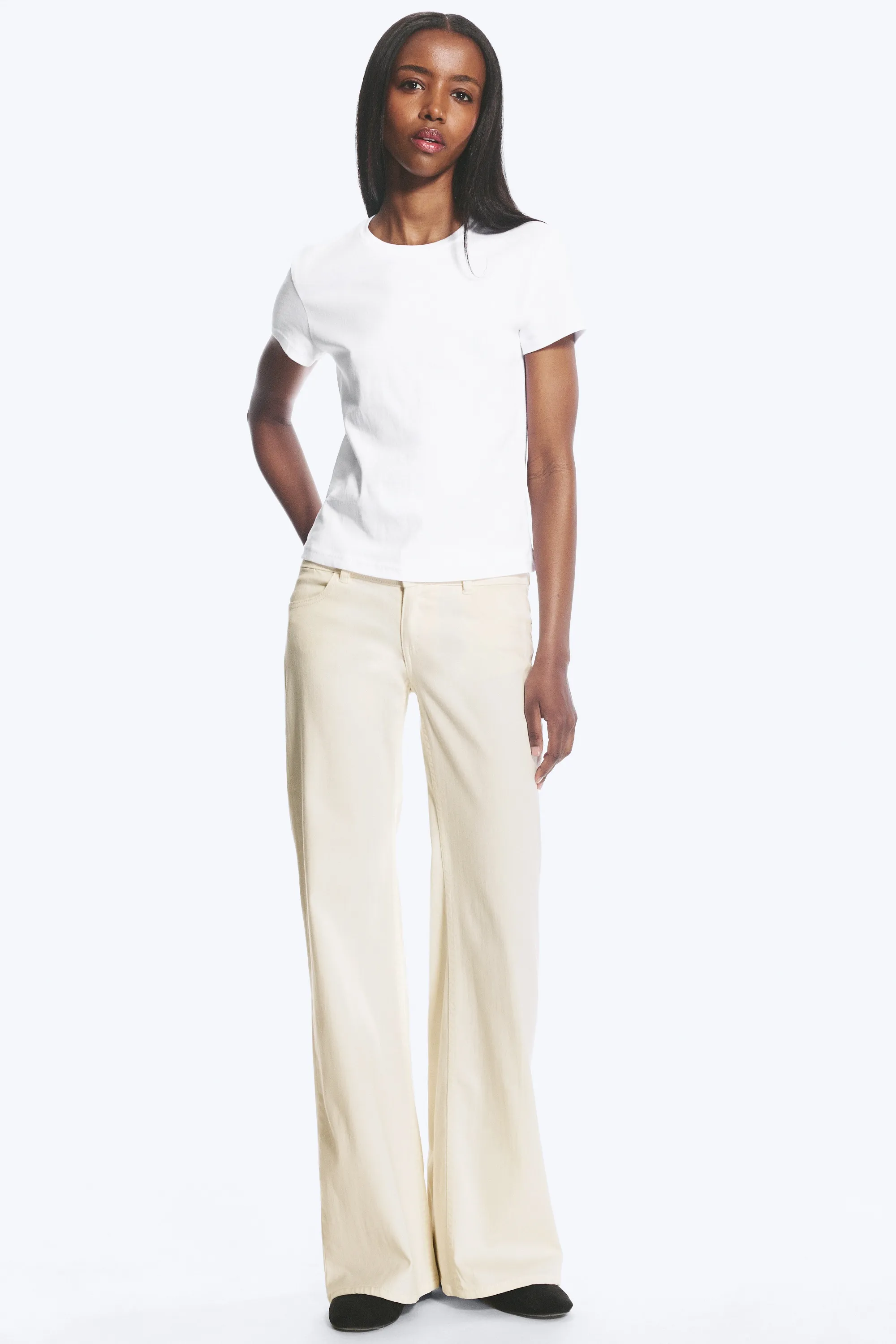 T-shirt coton ajusté manches courtes - Blanc