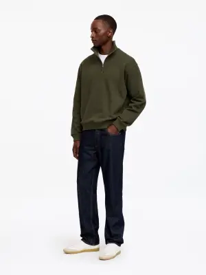 Sweat demi-zippé - Vert kaki foncé — photo 1
