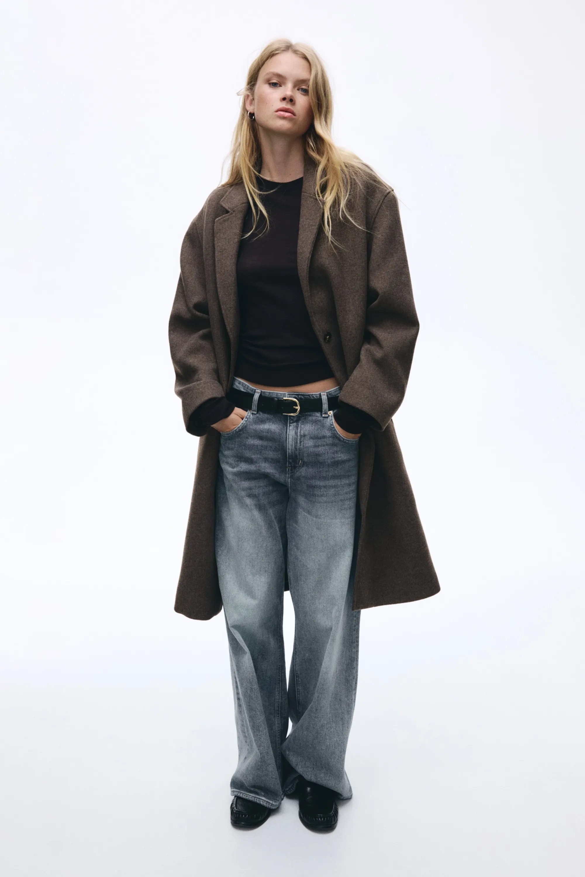 Manteau à fermeture droite - Taupe foncé