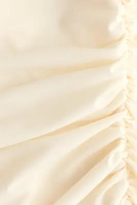 Robe à effet drapé avec bretelles fines - Crème — photo 3