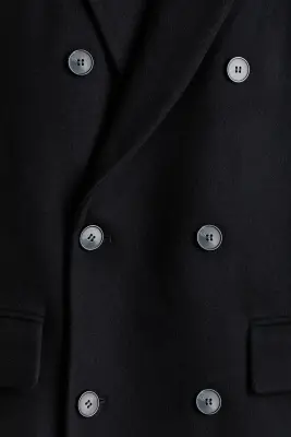 Manteau à fermeture croisée en laine mélangée - Noir — photo 5