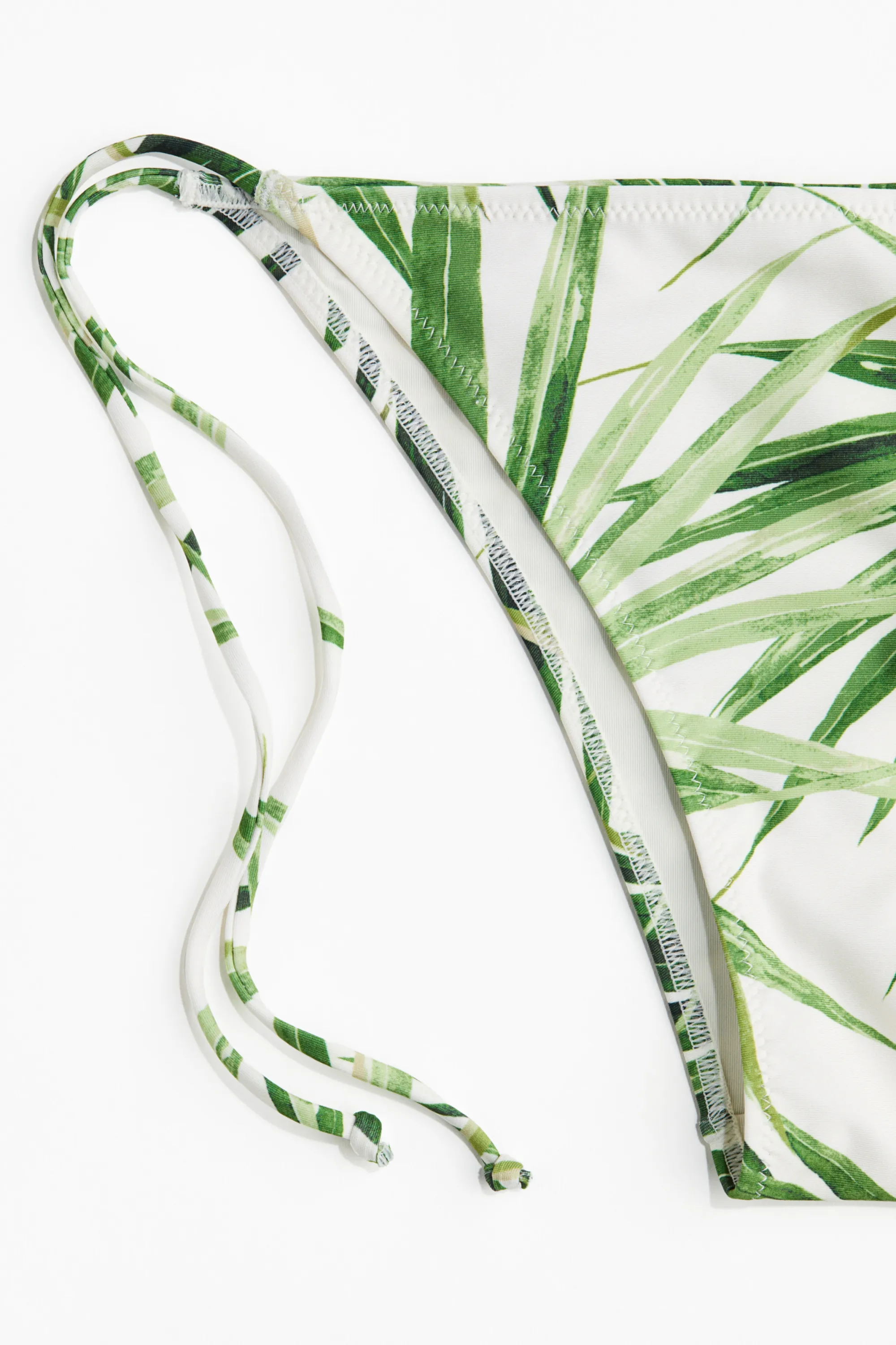 Bas de maillot Tanga à nouer - Blanc/motif vert