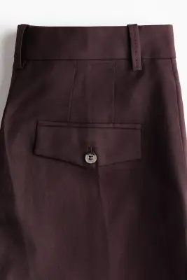 Short chic en lin mélangé - Marron foncé — photo 4