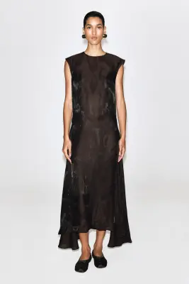 ROBE MIDI EN JACQUARD MOTIF ANIMALIER - BRUN / MOTIF ANIMALIER — photo 1