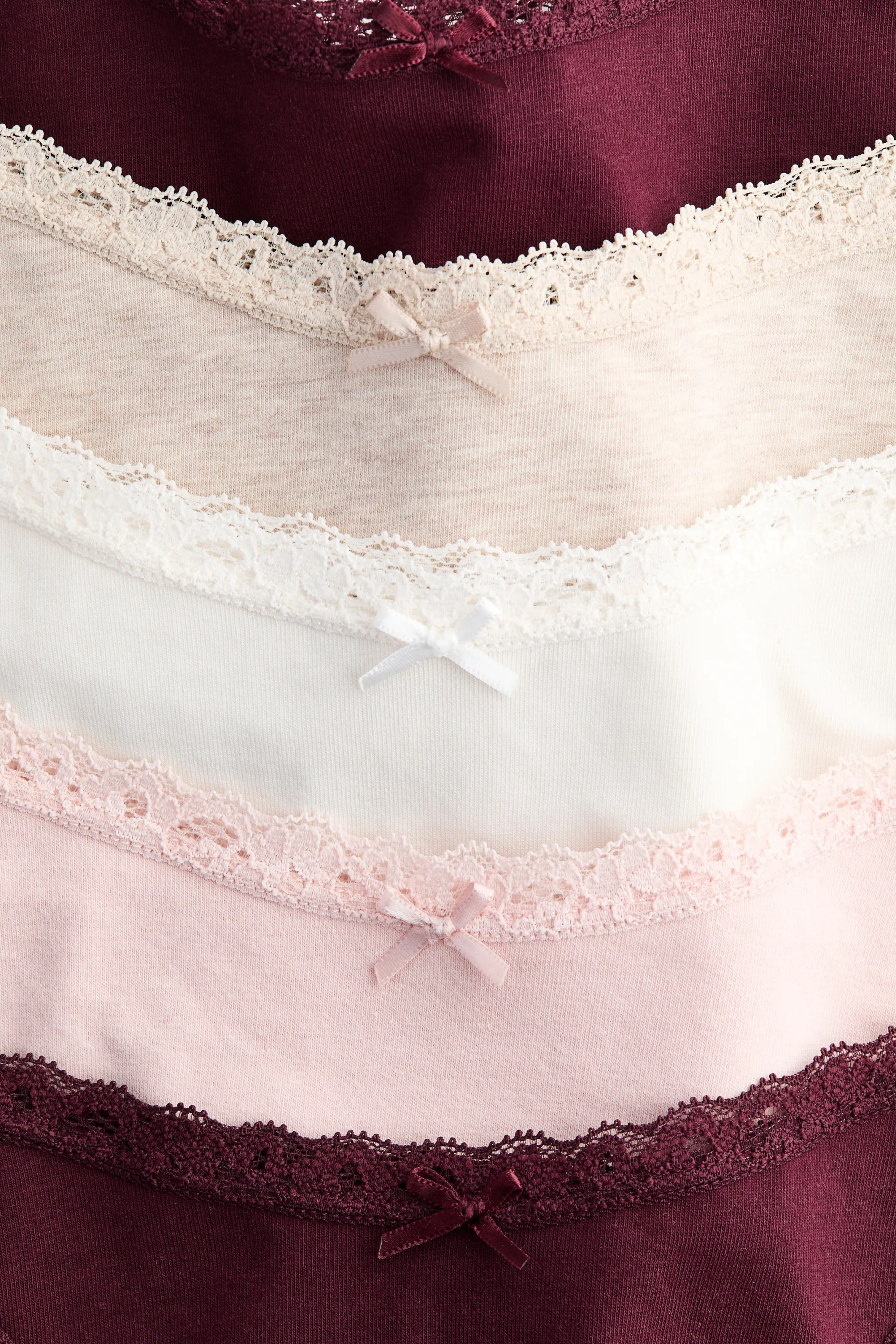Lot de 5 culottes en coton avec dentelle - Bordeaux/rose clair