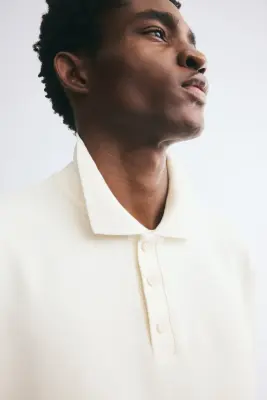 Polo Oversized Fit en coton - Crème — photo 2
