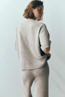 T-shirt en maille - Taupe chiné — photo 4