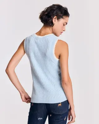Top Kahny bleu ciel et blanc — photo 7