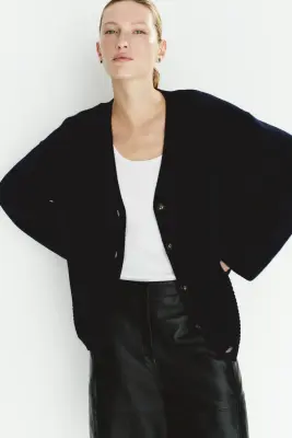 Gilet oversize en laine - Bleu marine — photo 2
