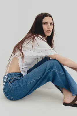 Wide High Waist Jeans - Bleu denim — photo 3