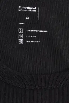 Débardeur côtelé Cooling Slim Fit - Noir — photo 5
