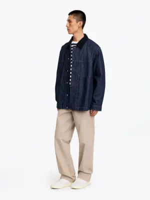 Veste style cheminot en jean - Bleu foncé — photo 3