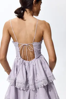 Robe en coton avec dentelle - Violet clair — photo 2