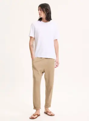 T-shirt Blanc Col Rond Manches Courtes en Lin / Elasthanne — photo 2