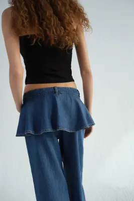 Wide High Waist Jeans - Bleu denim — photo 2
