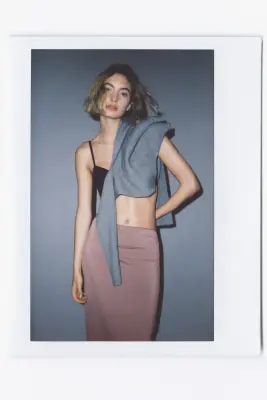 Jupe midi à effet drapé - Rose ancien foncé — photo 1