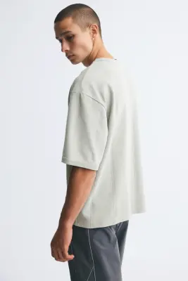 Relaxed Fit Boxy T-shirt - Beige clair — photo 4