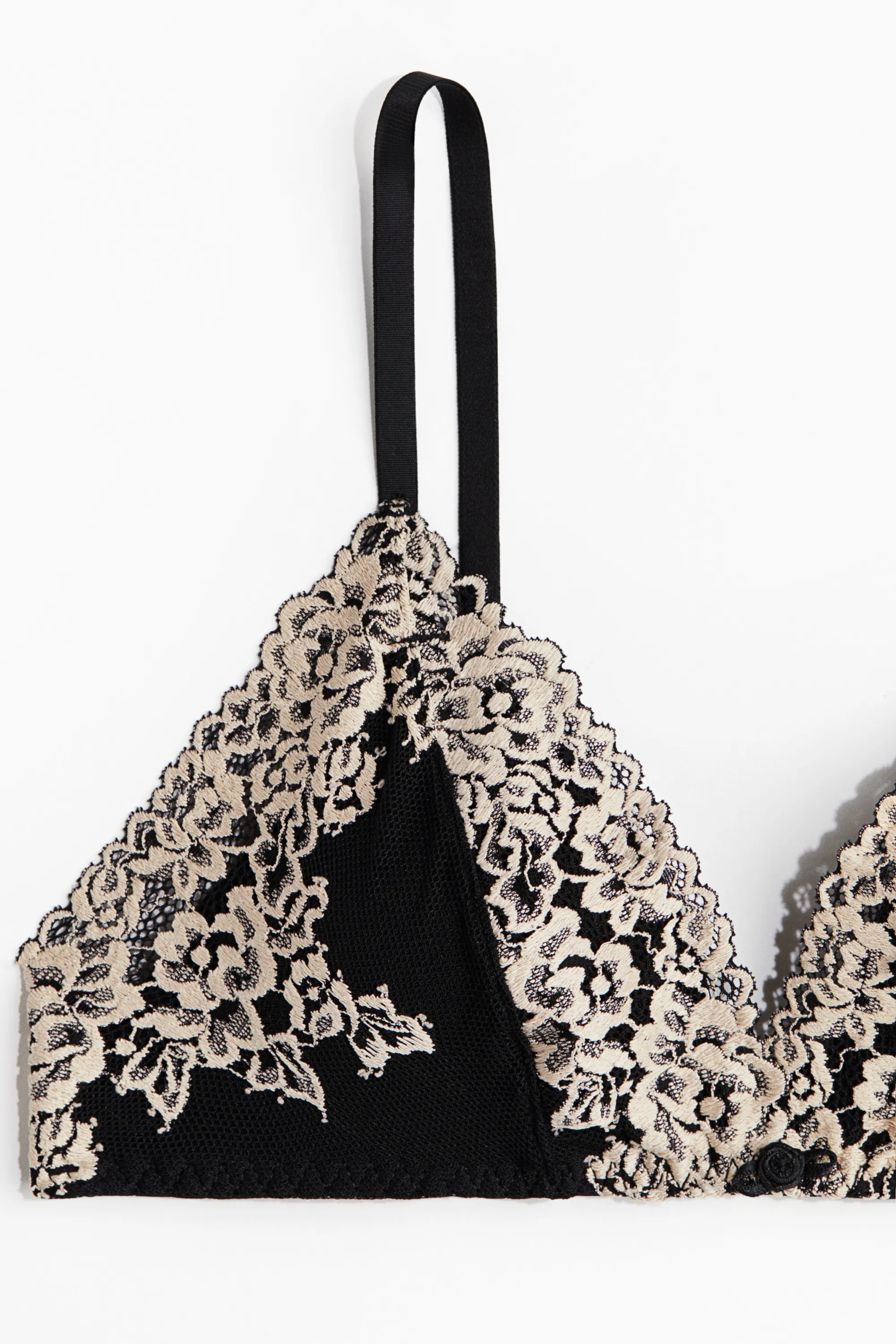 Soutien-gorge souple et paddé en dentelle - Noir/crème