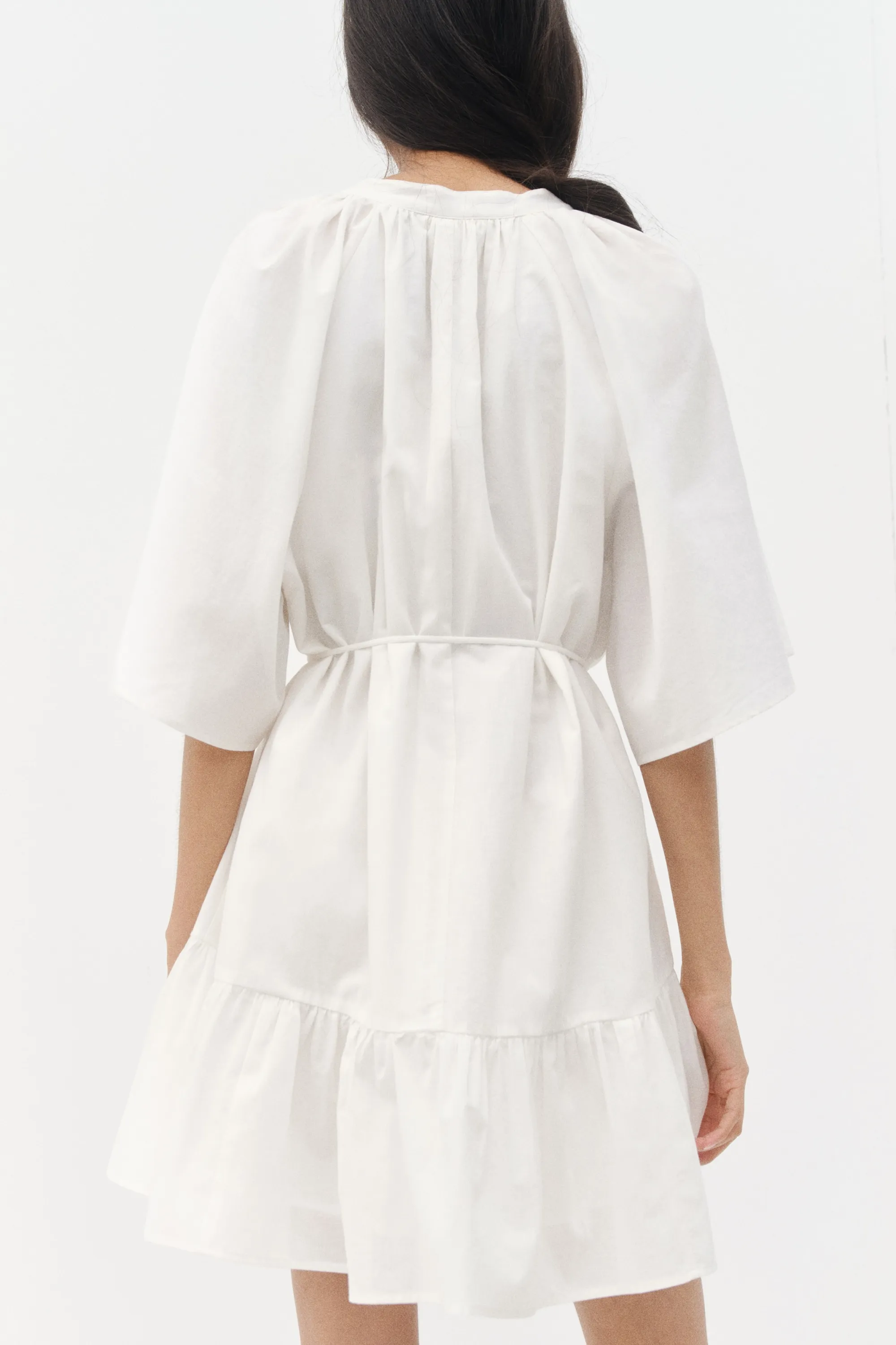 Robe chemise avec ceinture à nouer - Crème
