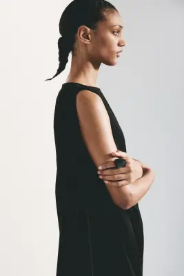 Robe midi à effet drapé - Noir — photo 3