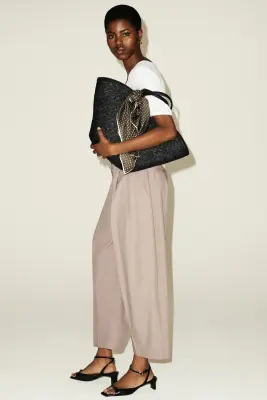 PANTALON DE TAILLEUR BARREL EN COTON - SABLE — photo 4