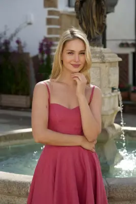 Bardot Linen Dress - Rose — photo 1
