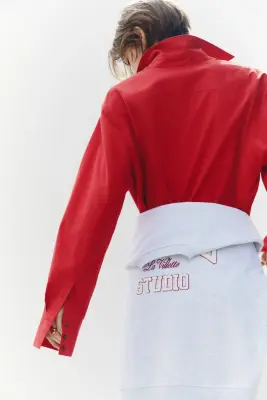 Chemise oversize en modal mélangé - Rouge — photo 2