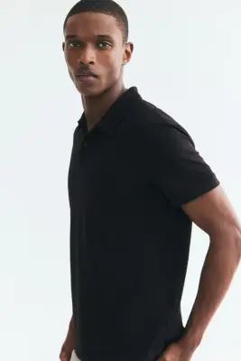 Polo COOLMAX® Slim Fit - Noir — photo 3